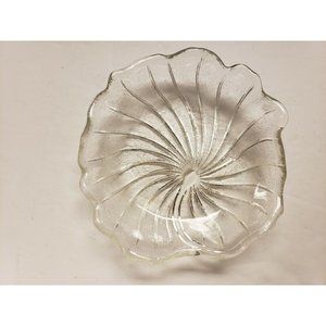 Vintage, Candy Dish, "Lilypad" design. Frosted. 7 1/4" (G42)